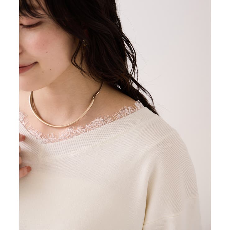 Vネックレースプルオーバー | VIS  | 詳細画像7 