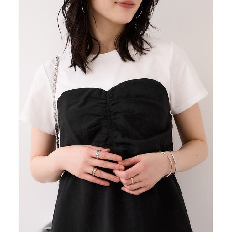 ブラック(01) | 【WEB限定】美easyリネンライクシャーリングビスチェドッキングトップス イー… | VIS 