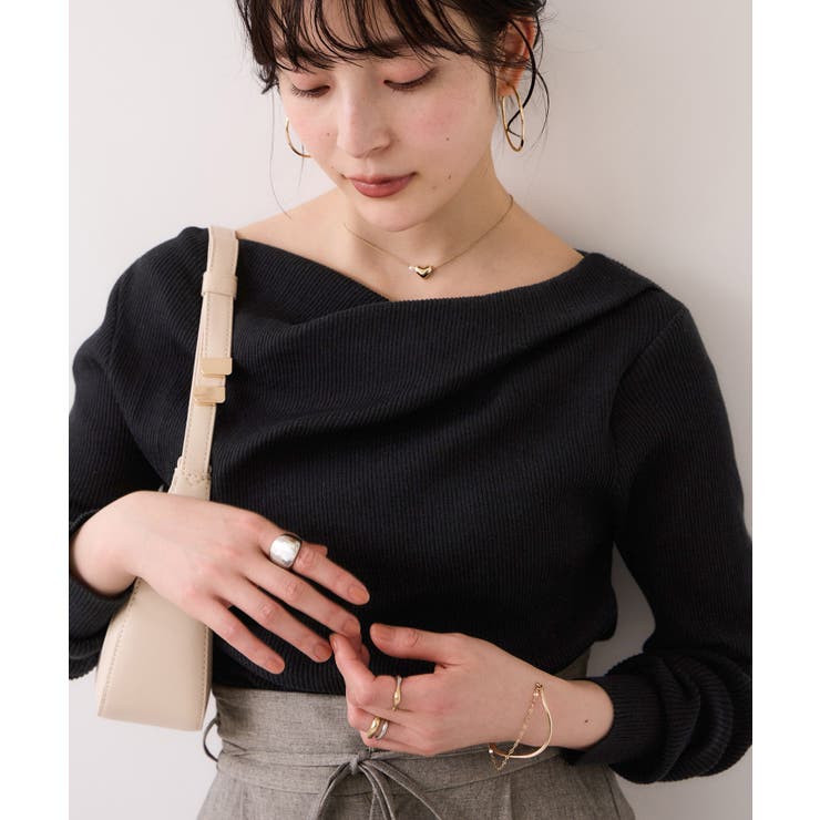 ドレープオフショルダーリブニット/イージーケア | VIS  | 詳細画像17 