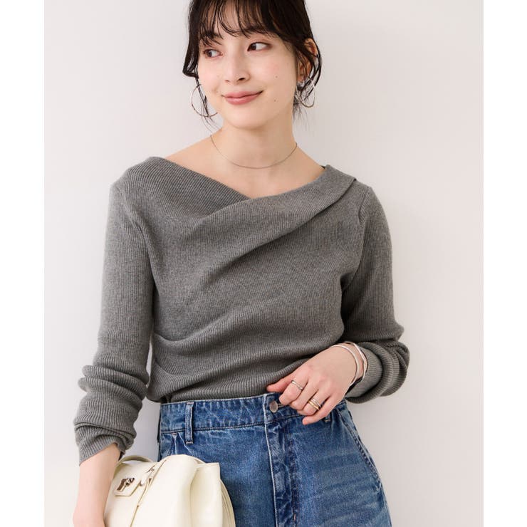 ドレープオフショルダーリブニット/イージーケア | VIS  | 詳細画像25 