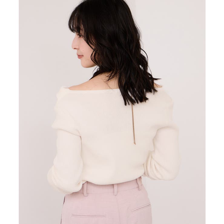 ドレープオフショルダーリブニット/イージーケア | VIS  | 詳細画像4 