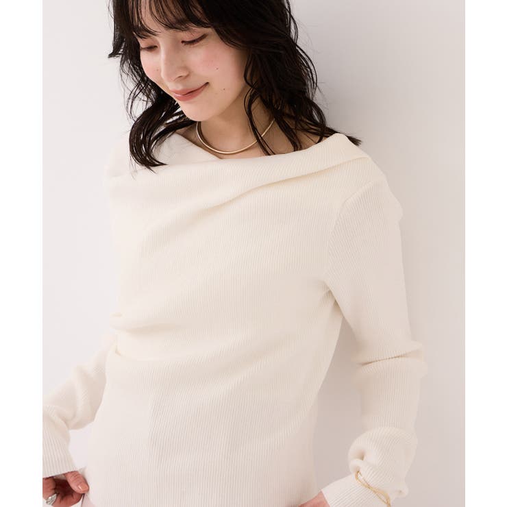 ドレープオフショルダーリブニット/イージーケア | VIS  | 詳細画像6 