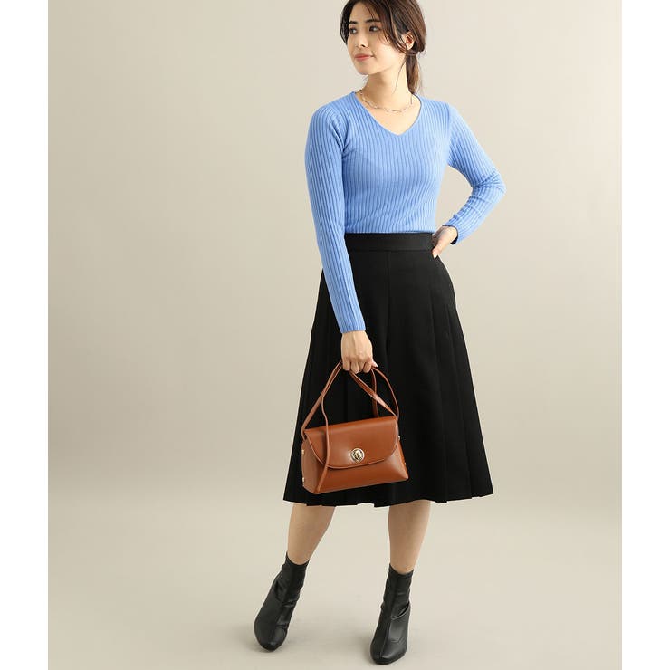 カシミヤタッチワイドリブ編みVネックプルオーバー | VIS  | 詳細画像10 