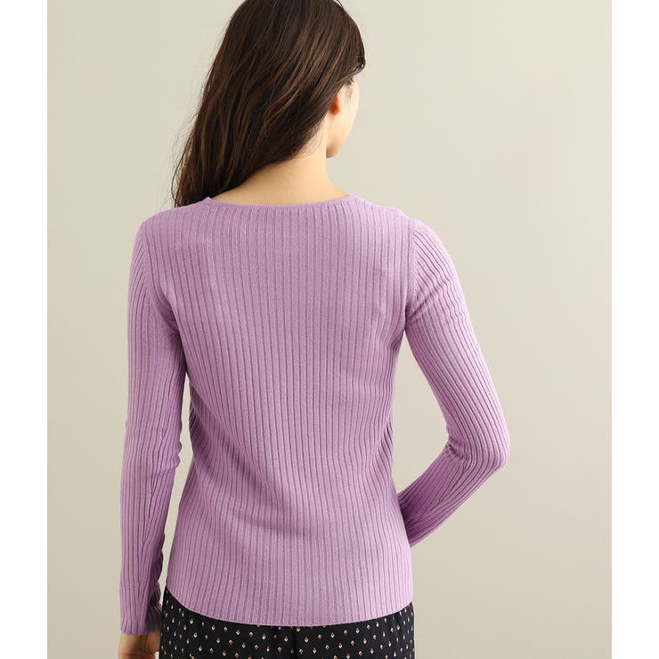 カシミヤタッチワイドリブ編みVネックプルオーバー | VIS  | 詳細画像3 