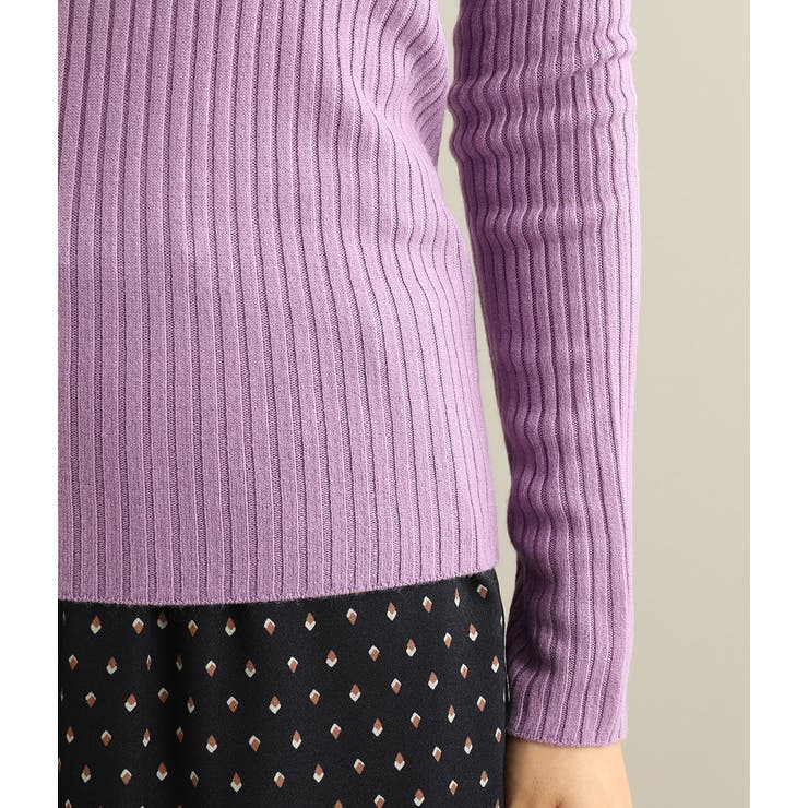 カシミヤタッチワイドリブ編みVネックプルオーバー | VIS  | 詳細画像6 