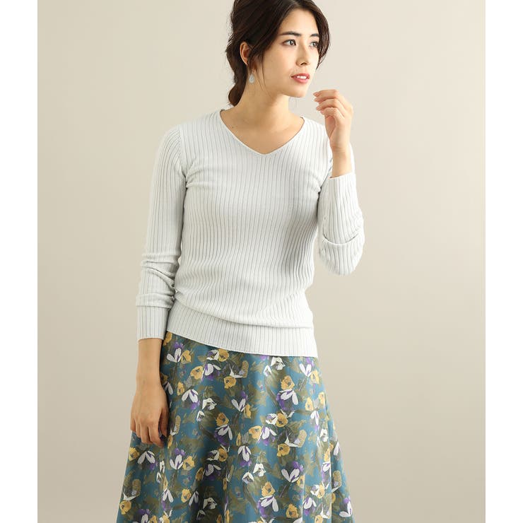 カシミヤタッチワイドリブ編みVネックプルオーバー | VIS  | 詳細画像8 