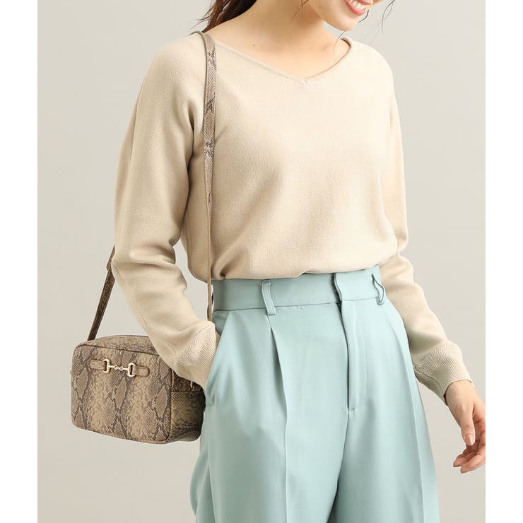 ベージュ(27) | 【MACHINE WASHABLE】ボートネックドルマンスリーブミラノリブプルオ… | VIS 