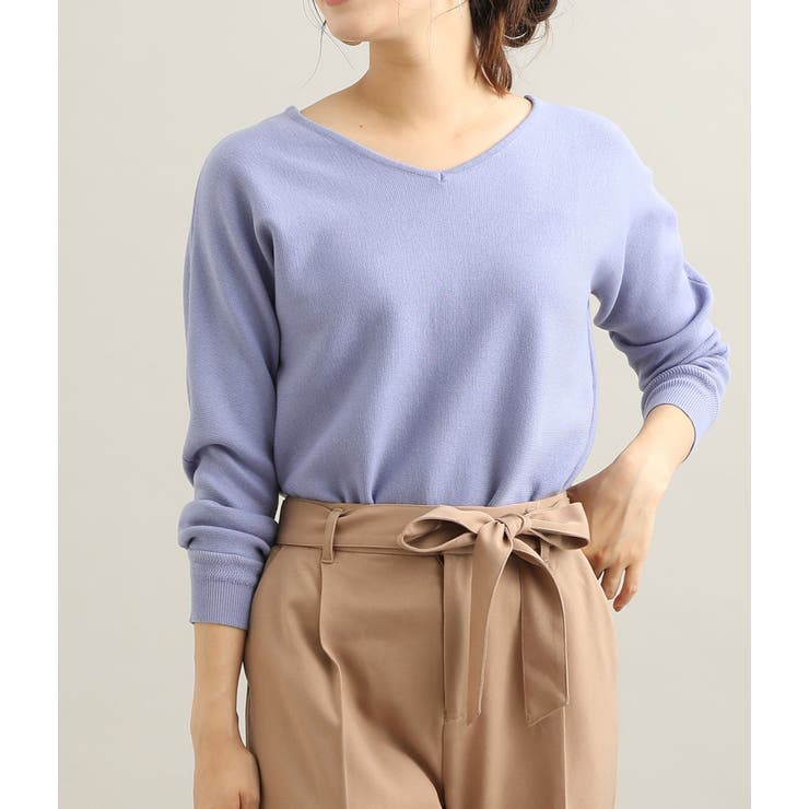 ラベンダー(52) | 【MACHINE WASHABLE】ボートネックドルマンスリーブミラノリブプルオ… | VIS 