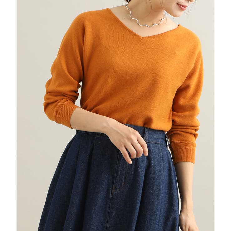 オレンジ(70) | 【MACHINE WASHABLE】ボートネックドルマンスリーブミラノリブプルオ… | VIS 