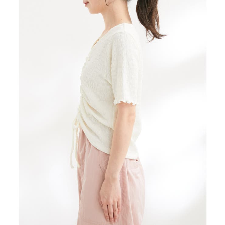 【洗える】ぽこぽこフロントシャーリングカットソー | VIS  | 詳細画像12 