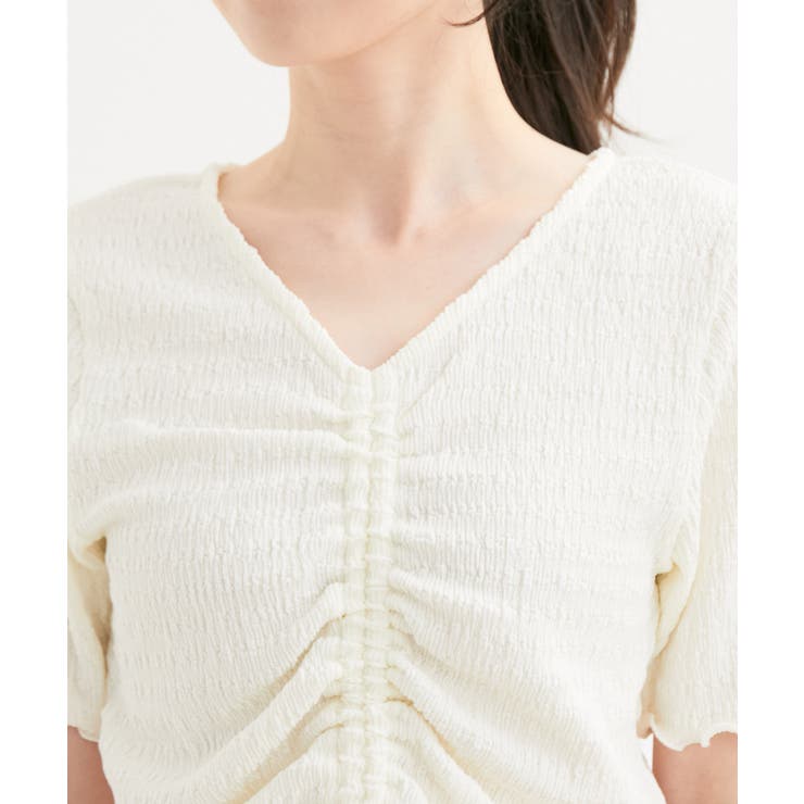 【洗える】ぽこぽこフロントシャーリングカットソー | VIS  | 詳細画像14 