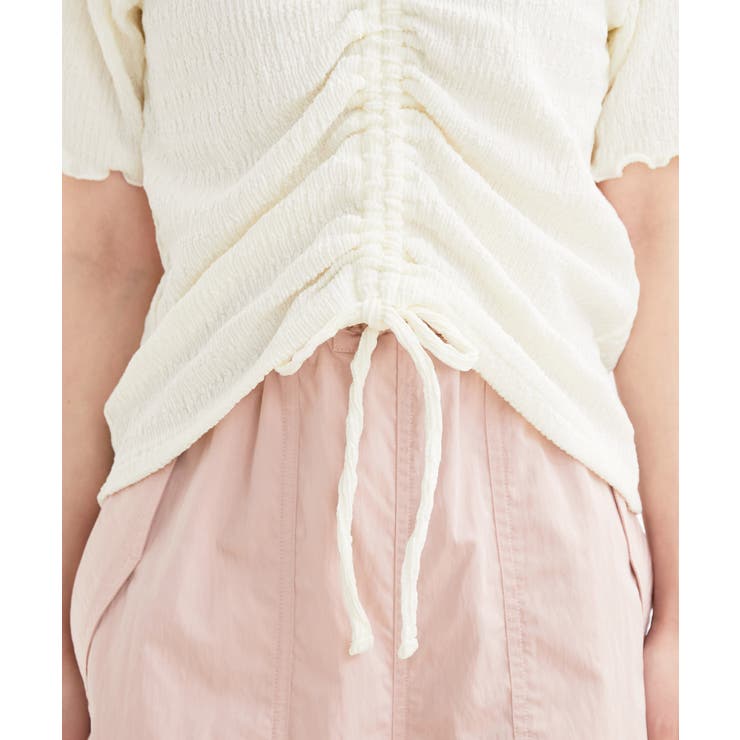 【洗える】ぽこぽこフロントシャーリングカットソー | VIS  | 詳細画像16 