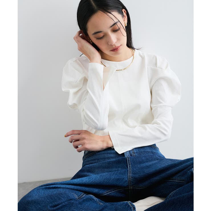 【洗える】タックボリュームスリーブカットソー | VIS  | 詳細画像3 