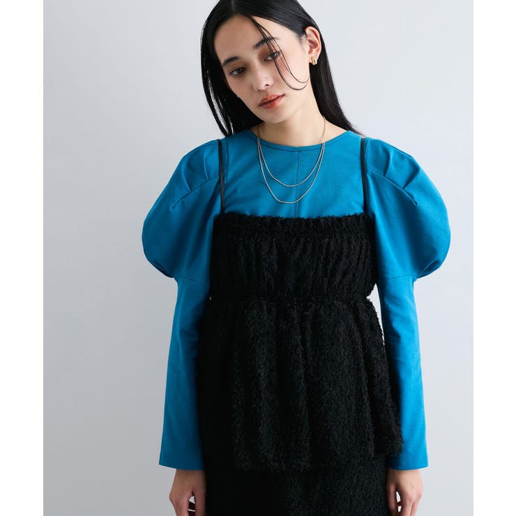 ターコイズ(49) | 【洗える】タックボリュームスリーブカットソー | VIS 