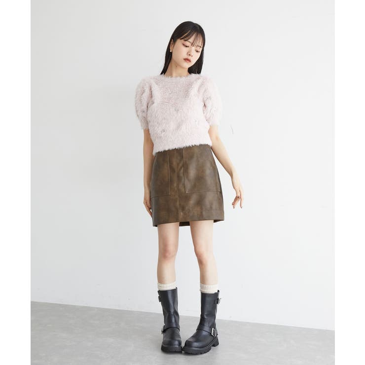 フェザーヤーンリボン刺繍ビーズニット | VIS  | 詳細画像2 