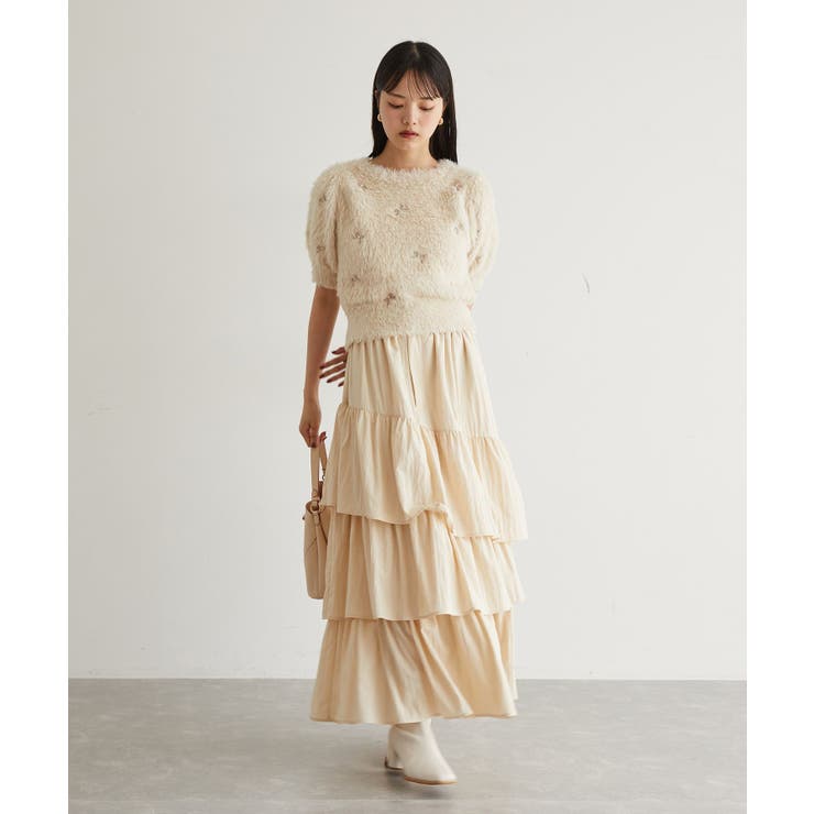 フェザーヤーンリボン刺繍ビーズニット | VIS  | 詳細画像3 