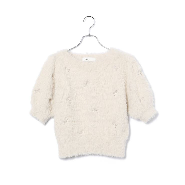 フェザーヤーンリボン刺繍ビーズニット | VIS  | 詳細画像10 