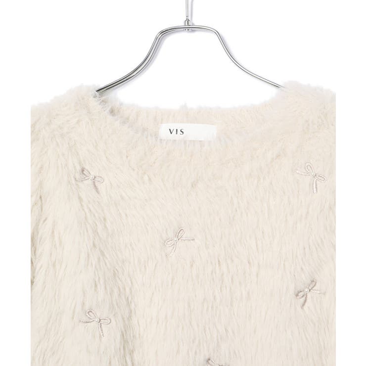 フェザーヤーンリボン刺繍ビーズニット | VIS  | 詳細画像12 