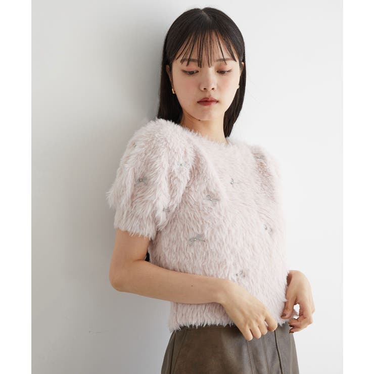 フェザーヤーンリボン刺繍ビーズニット | VIS  | 詳細画像6 