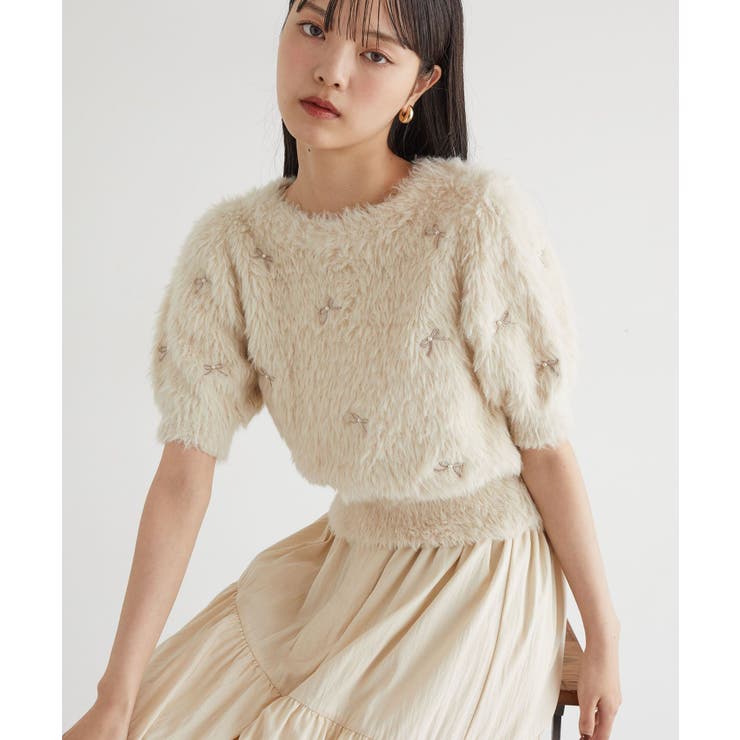 キナリ(16) | フェザーヤーンリボン刺繍ビーズニット | VIS 