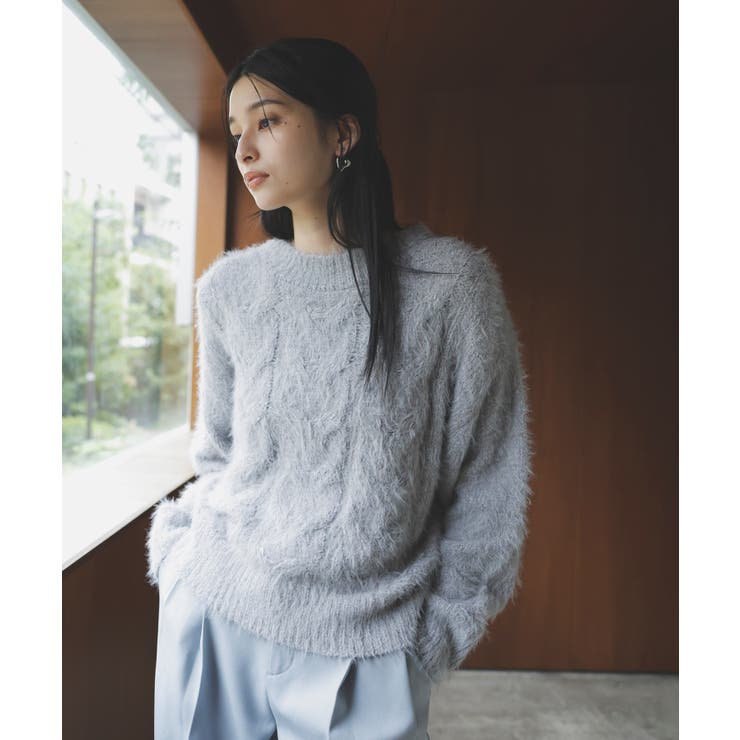 モールフェザーケーブルニットプルオーバー[品番：VISW0046282]｜VIS