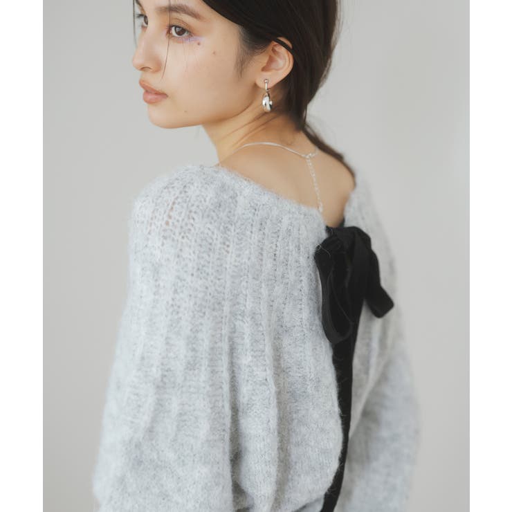 ライトグレー(08) | バックリボンHUGニット | VIS 