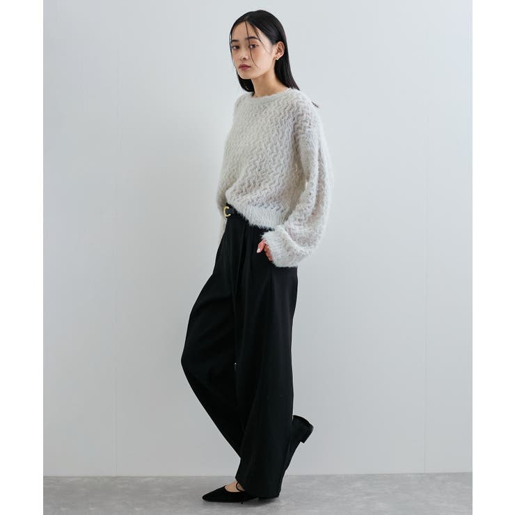 キラッと華やか!透かし柄シャギーニットプルオーバー[品番 キラッと華やか!透かし柄シャギーニットプルオーバー[品番
