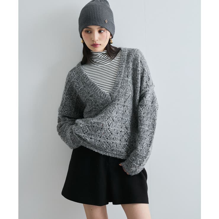 ミックスカラー深Vネックニット | VIS  | 詳細画像10 