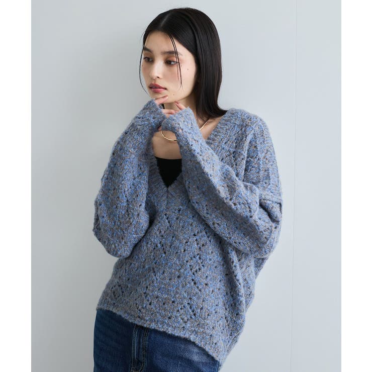 ミックスカラー深Vネックニット | VIS  | 詳細画像12 