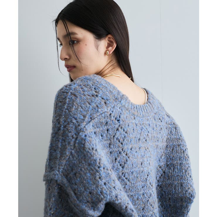 ミックスカラー深Vネックニット | VIS  | 詳細画像14 