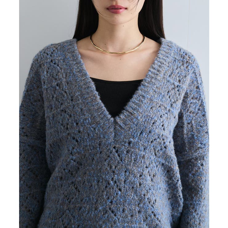 ミックスカラー深Vネックニット | VIS  | 詳細画像19 