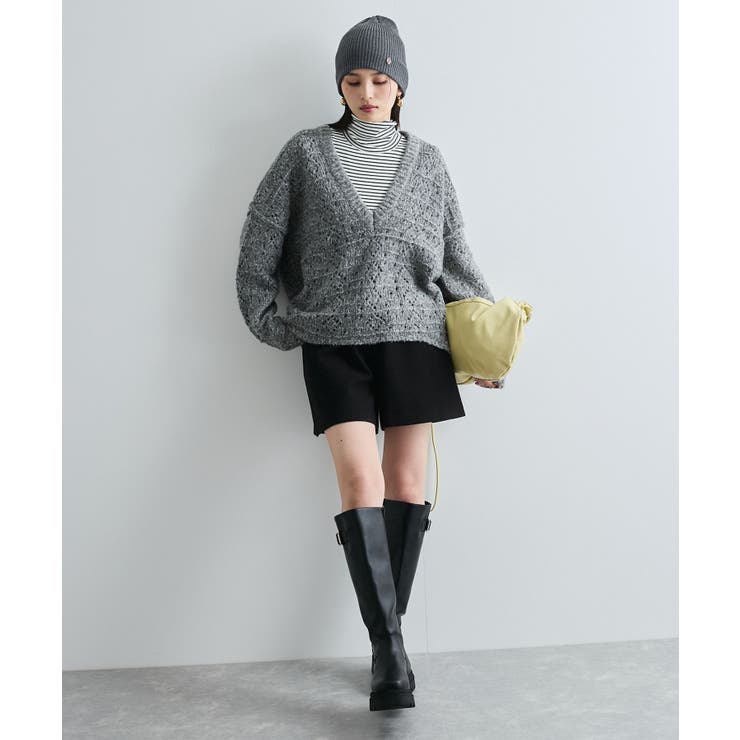 ミックスカラー深Vネックニット | VIS  | 詳細画像4 