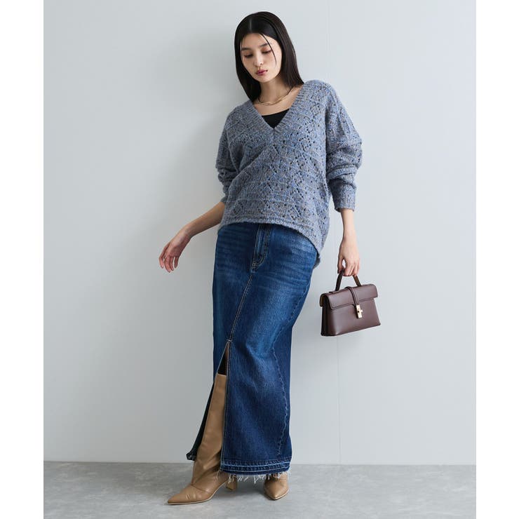 ミックスカラー深Vネックニット | VIS  | 詳細画像6 