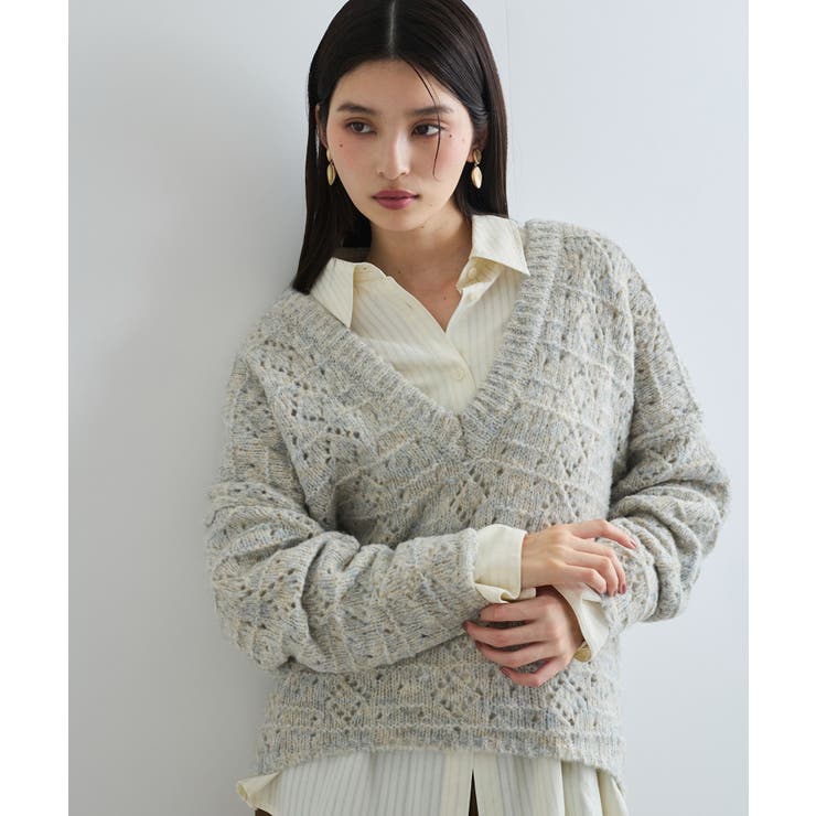 ミックスカラー深Vネックニット | VIS  | 詳細画像7 