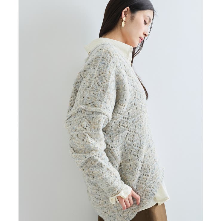 ミックスカラー深Vネックニット | VIS  | 詳細画像8 