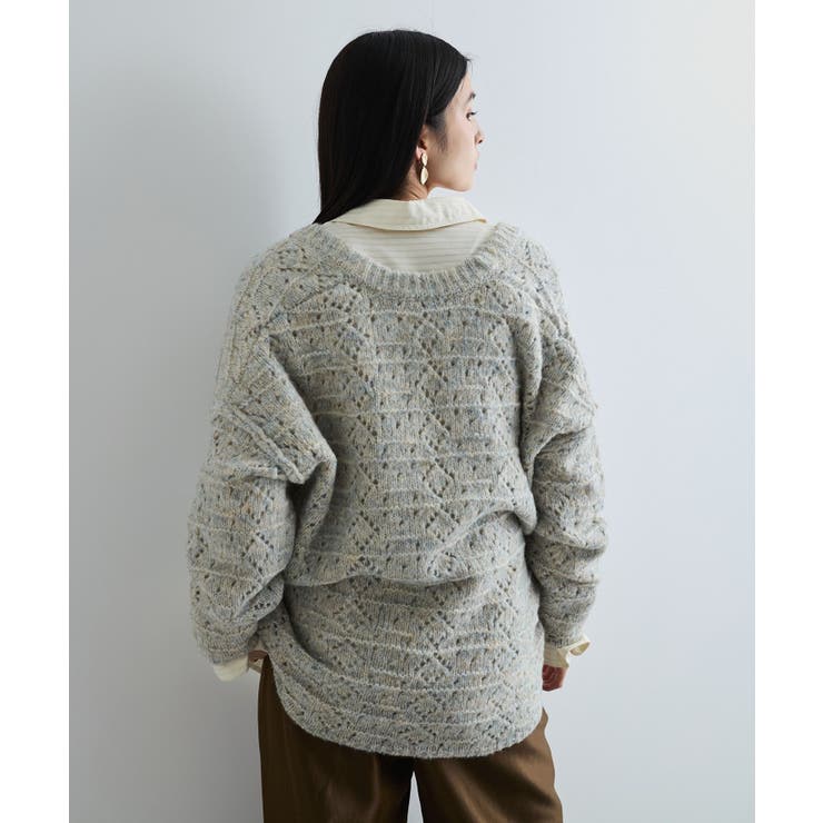 ミックスカラー深Vネックニット | VIS  | 詳細画像9 