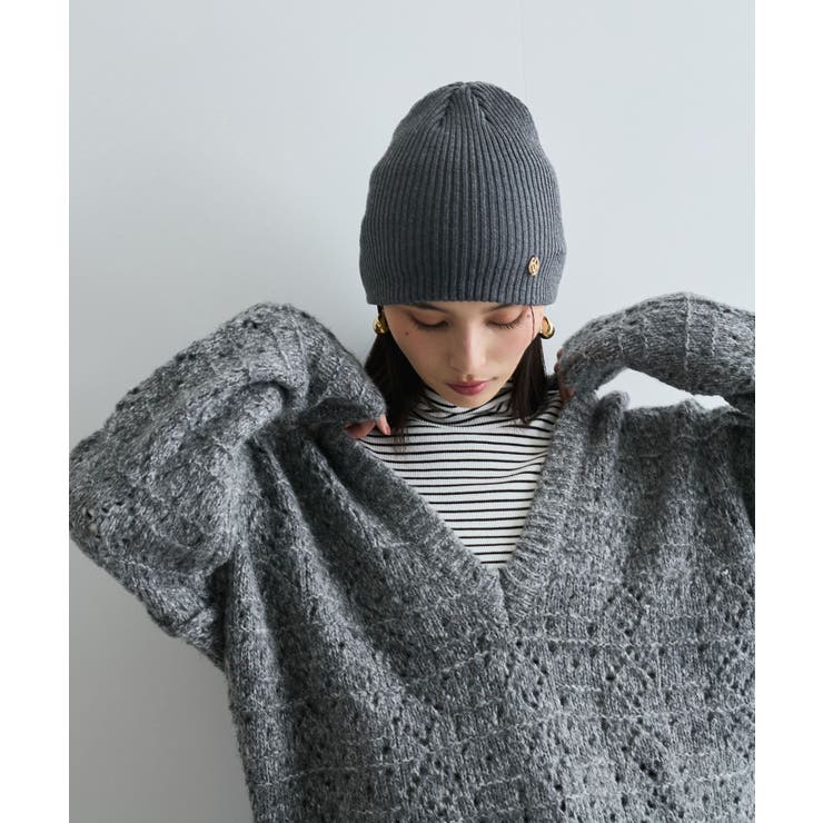 グレー系(09) | ミックスカラー深Vネックニット | VIS 