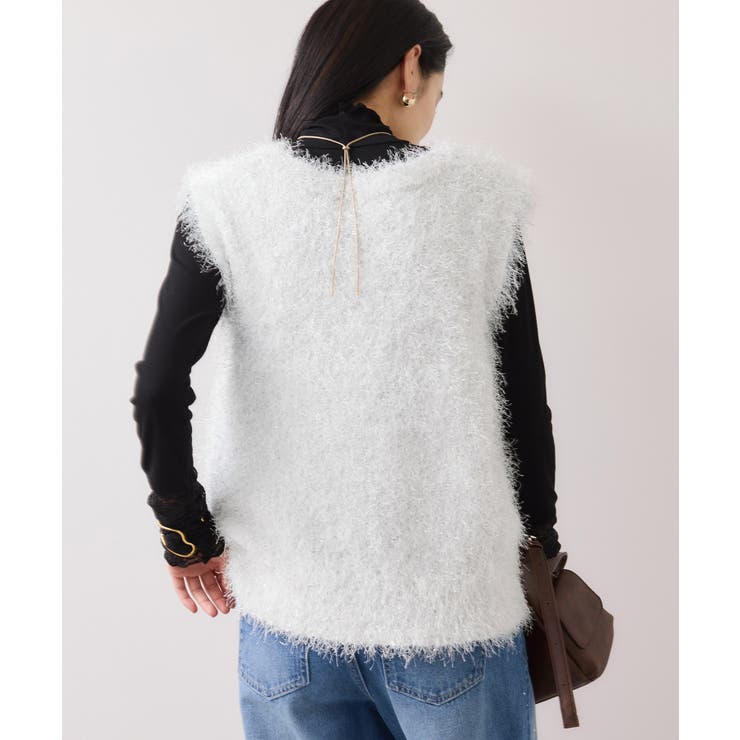 【WEB限定サイズ:MT/着丈が選べる】【洗える】フェザーヤーンニットベスト | VIS  | 詳細画像11 