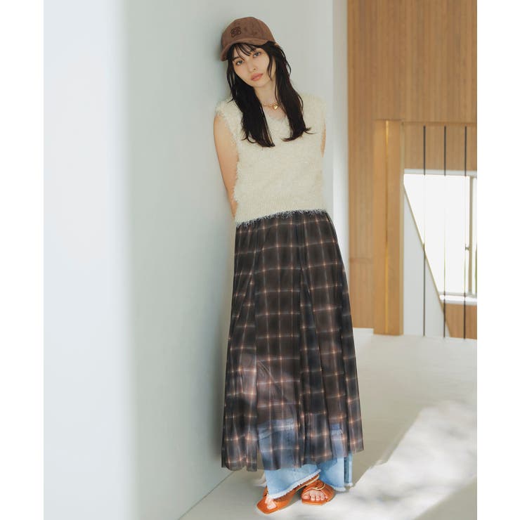 【WEB限定サイズ:MT/着丈が選べる】【洗える】フェザーヤーンニットベスト | VIS  | 詳細画像13 