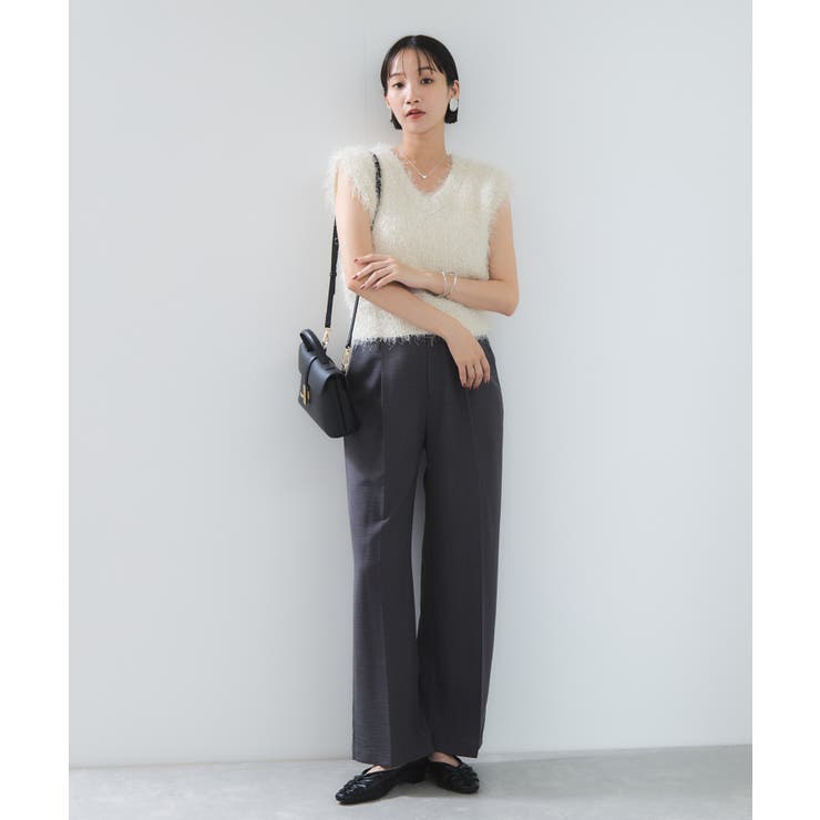 【WEB限定サイズ:MT/着丈が選べる】【洗える】フェザーヤーンニットベスト | VIS  | 詳細画像15 