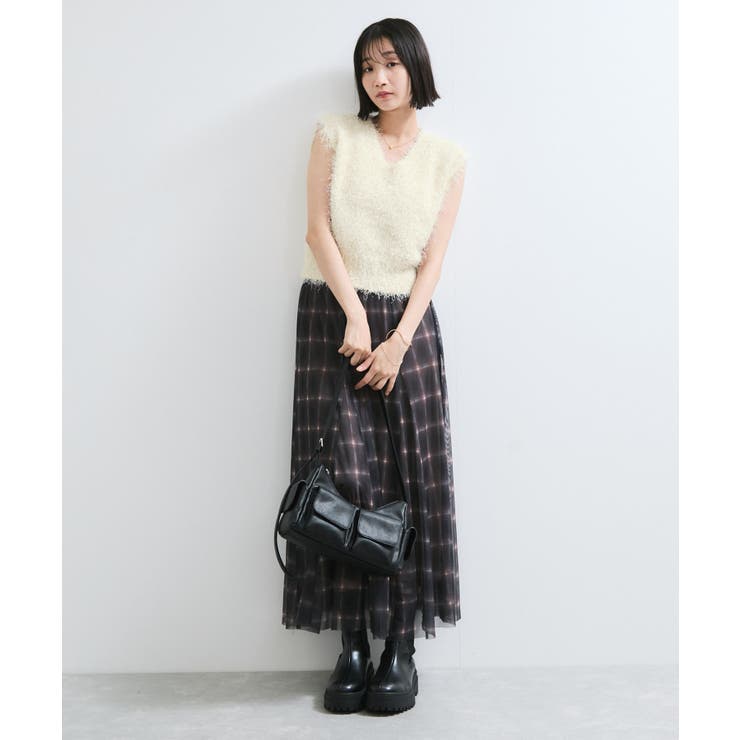 【WEB限定サイズ:MT/着丈が選べる】【洗える】フェザーヤーンニットベスト | VIS  | 詳細画像17 