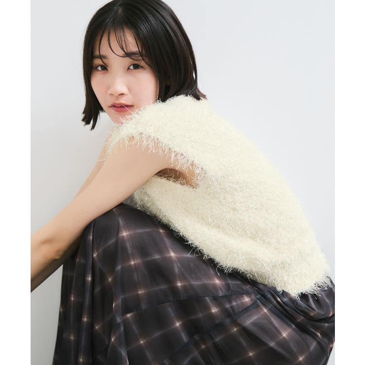 【WEB限定サイズ:MT/着丈が選べる】【洗える】フェザーヤーンニットベスト | VIS  | 詳細画像18 