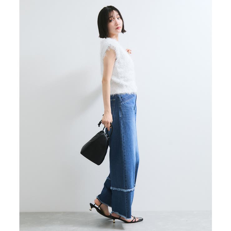 【WEB限定サイズ:MT/着丈が選べる】【洗える】フェザーヤーンニットベスト | VIS  | 詳細画像19 