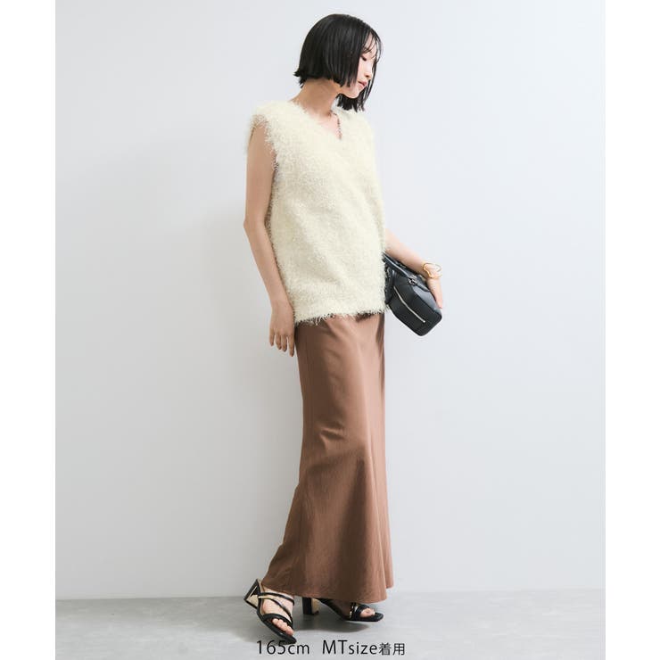 【WEB限定サイズ:MT/着丈が選べる】【洗える】フェザーヤーンニットベスト | VIS  | 詳細画像22 
