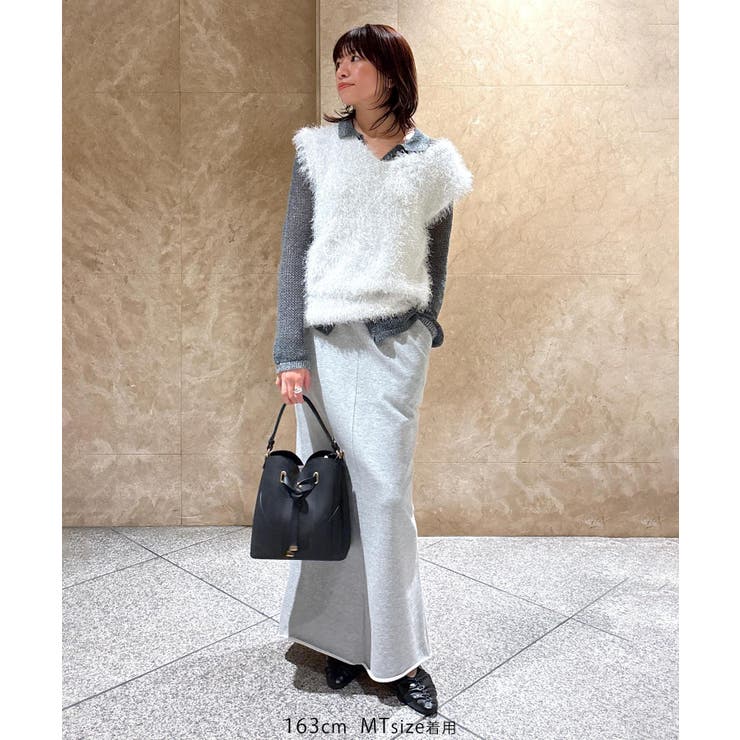 【WEB限定サイズ:MT/着丈が選べる】【洗える】フェザーヤーンニットベスト | VIS  | 詳細画像27 