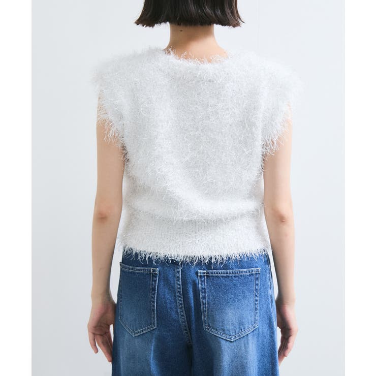 【WEB限定サイズ:MT/着丈が選べる】【洗える】フェザーヤーンニットベスト | VIS  | 詳細画像32 