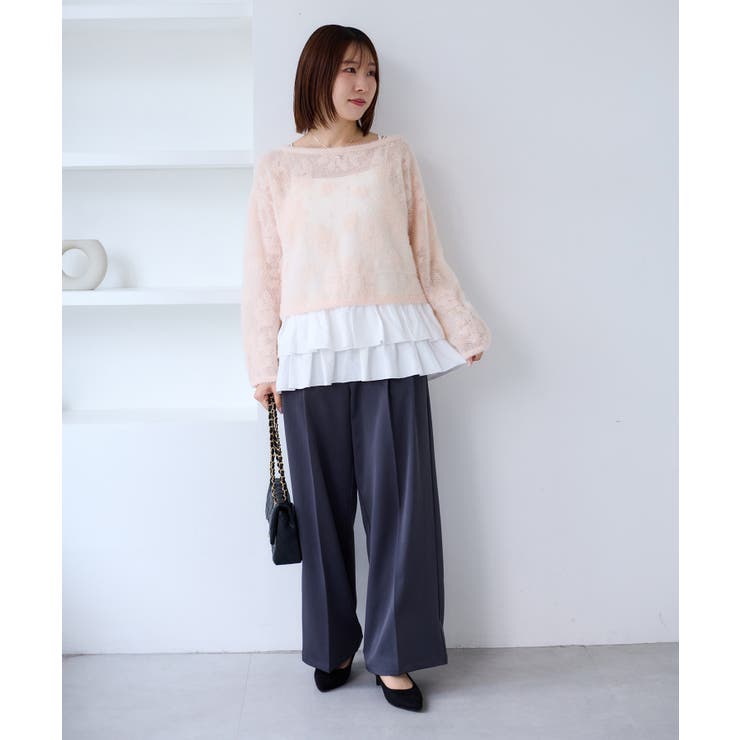 フラワーモチーフフェザーシアーニット | VIS  | 詳細画像12 