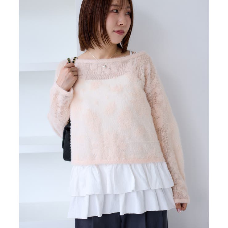 フラワーモチーフフェザーシアーニット | VIS  | 詳細画像14 