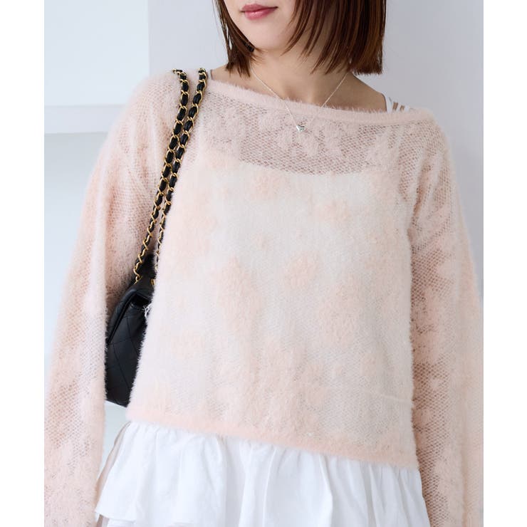 フラワーモチーフフェザーシアーニット | VIS  | 詳細画像15 