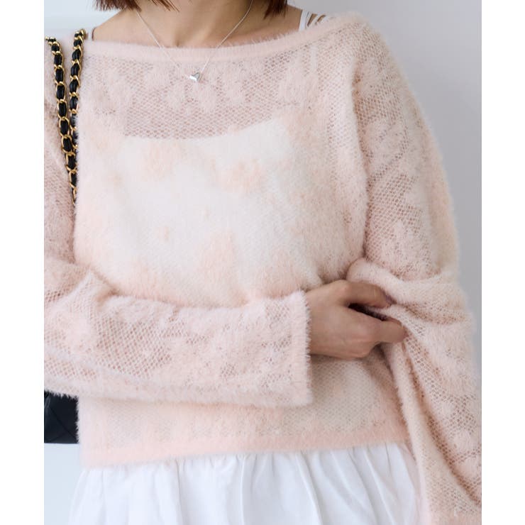 フラワーモチーフフェザーシアーニット | VIS  | 詳細画像17 